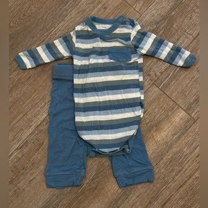 Kickee Pants Print Long Sleeve Pocket One Piece and Pant Outfit 6-12 months
